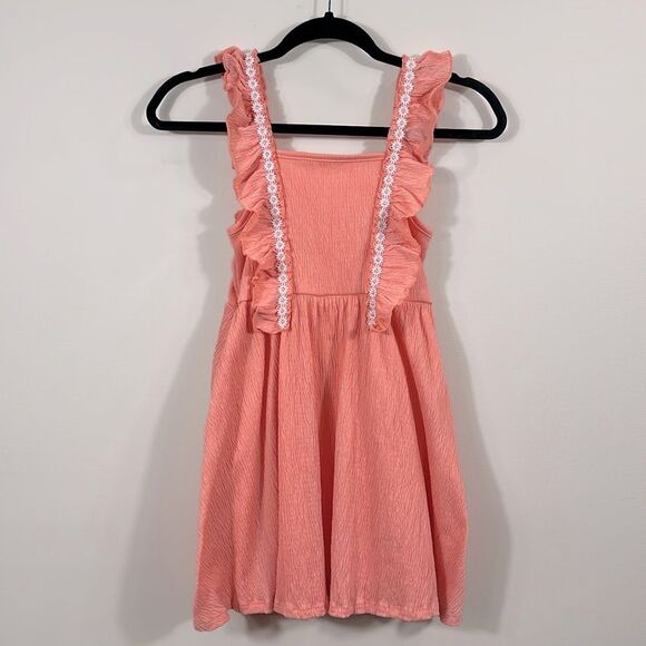 Btween Peach Spring Easter Sunday Best Lined Daisy Floral Girls Dress Size 8 - Picture 1 of 7